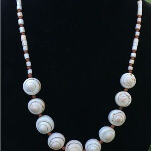 Cream and Red Freshwater Pearl Necklace